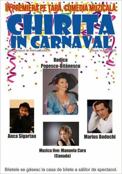 Afișul piesei "Chirița în Carnaval" la Teatrul Jean Bart din Tulcea