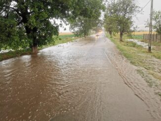 Drumul spre Aeroportul "Delta Dunării" a fost inundat. FOTO ISU Delta